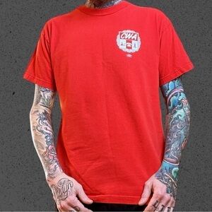 Vintage red union made in the USA t shirt CWA men’s L nice condition quality